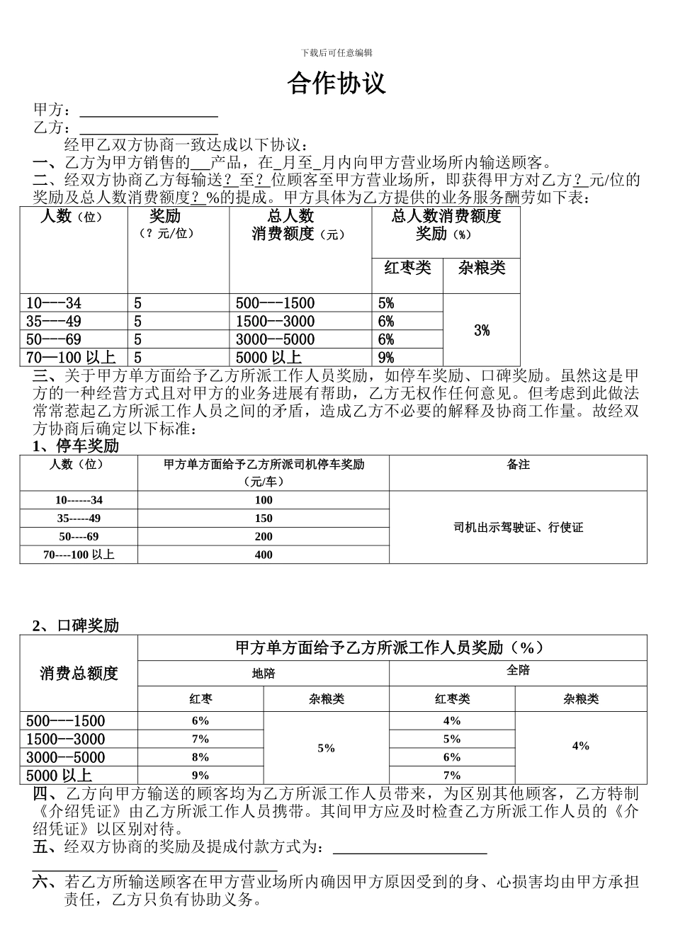 旅行社与景区、购物店合作协议_第1页