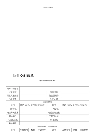 最新物业交割清单