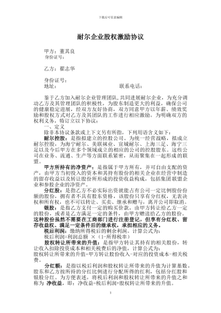 有限公司股权激励协议