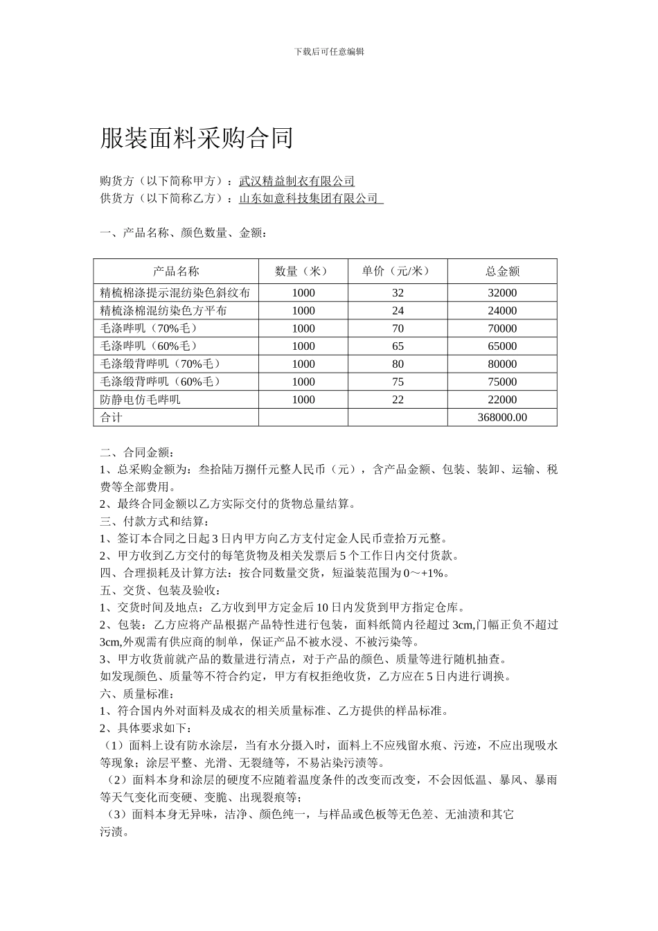 服装面料采购合同-_第1页