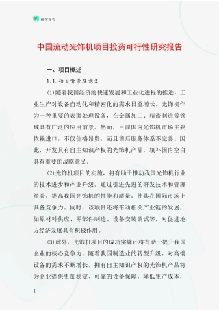 中国流动光饰机项目投资可行性研究报告