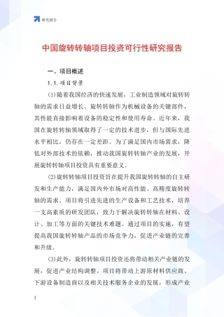 中国旋转转轴项目投资可行性研究报告