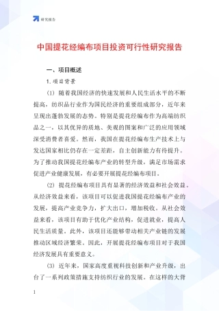 中国提花经编布项目投资可行性研究报告