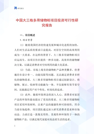 中国大三格多用储物柜项目投资可行性研究报告