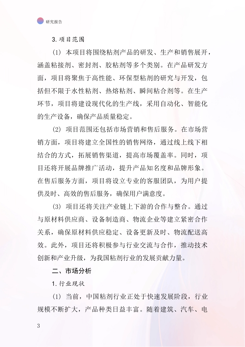 中国粘剂项目投资可行性研究报告_第3页