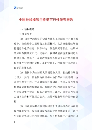 中国拉线棒项目投资可行性研究报告