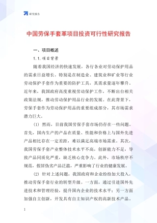 中国劳保手套革项目投资可行性研究报告