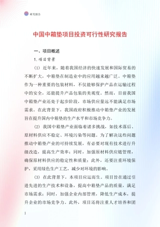 中国中箱垫项目投资可行性研究报告