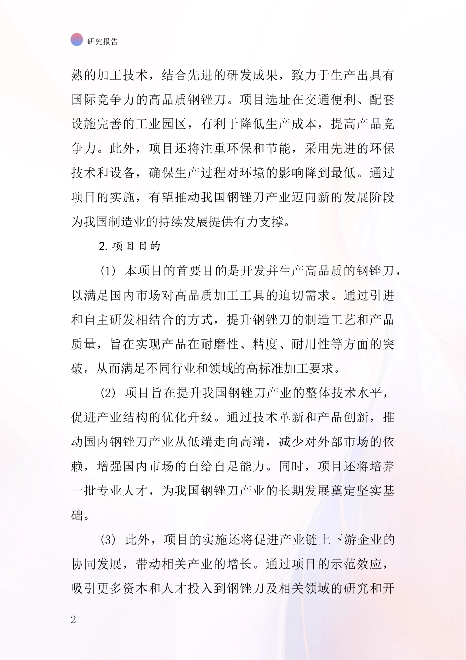 中国钢锉刀项目投资可行性研究报告_第2页