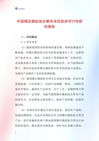 中国模压橡胶组合管夹项目投资可行性研究报告