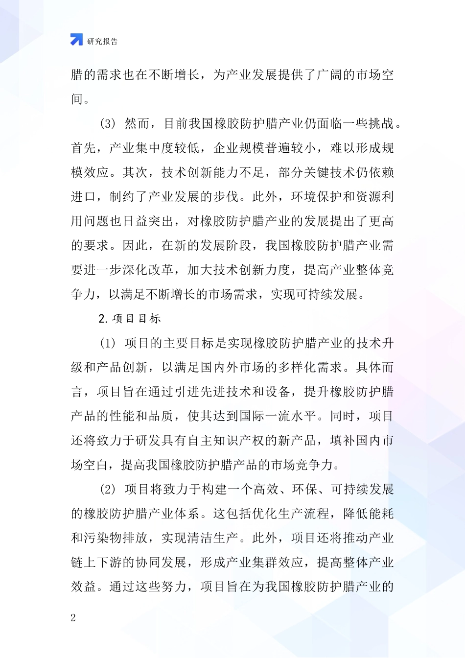 中国橡胶防护腊项目投资可行性研究报告_第2页