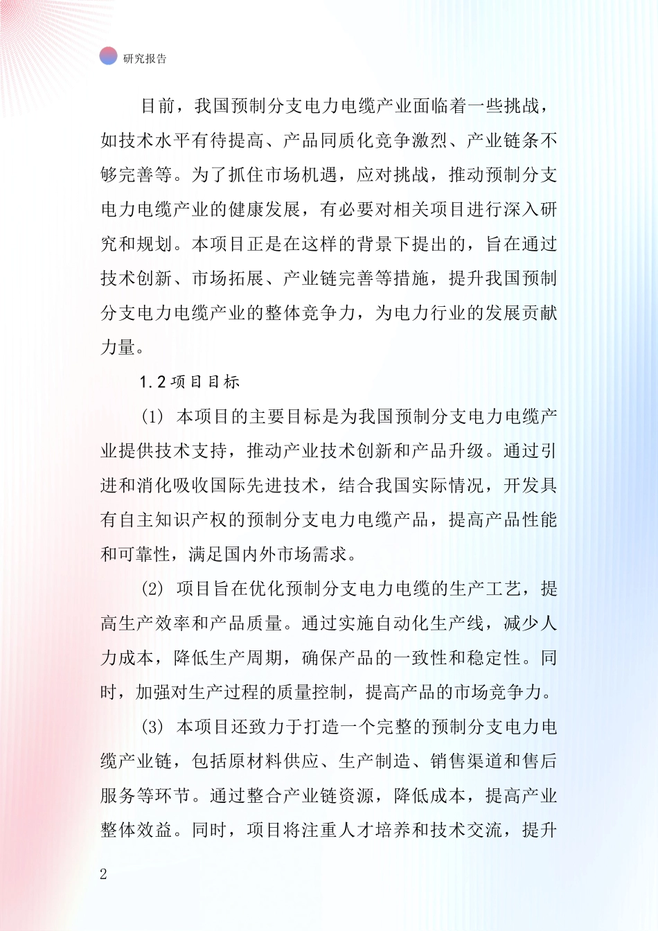 中国预制分支电力电缆项目投资可行性研究报告_第2页