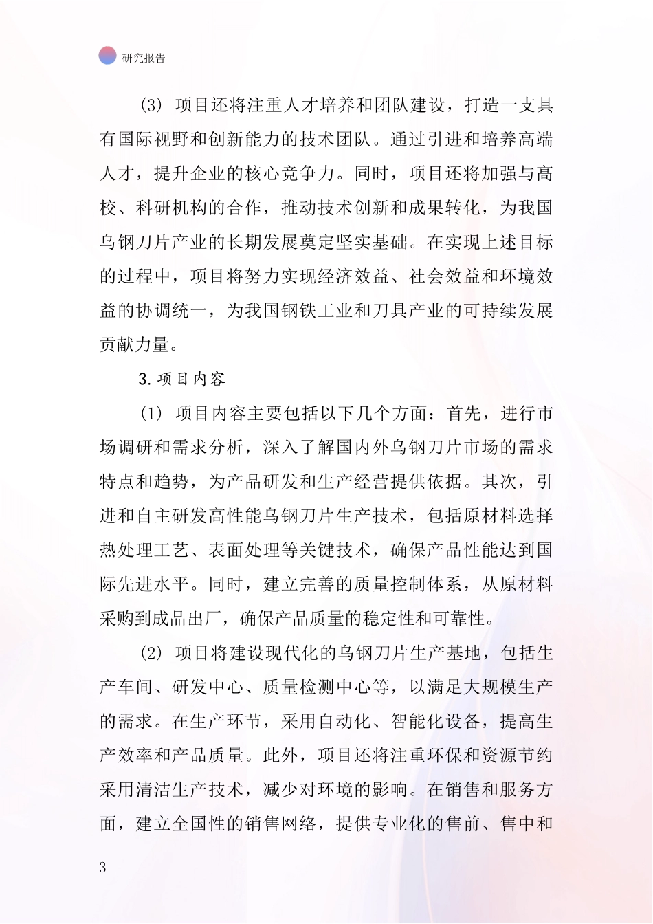 中国乌钢刀片项目投资可行性研究报告_第3页