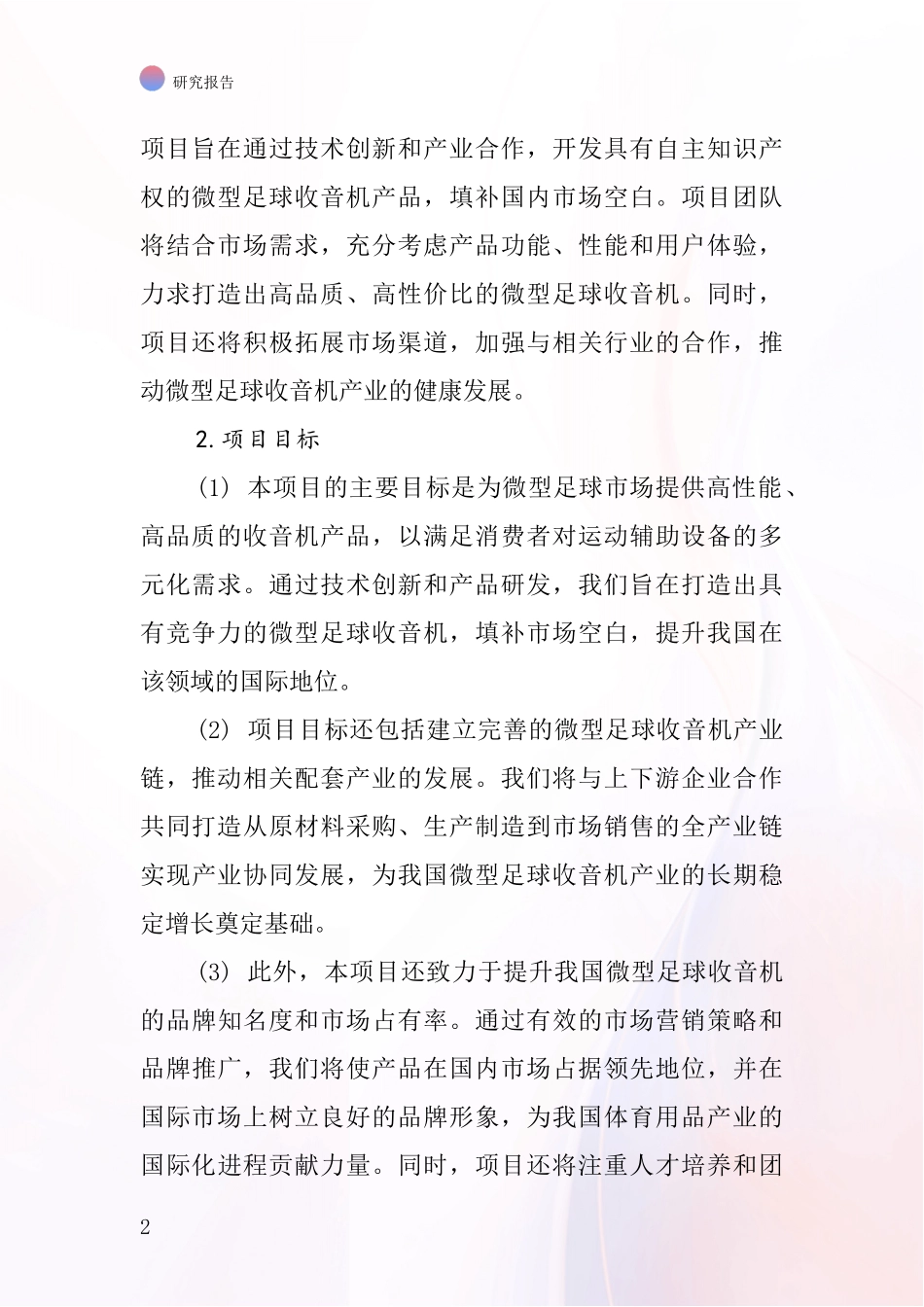 中国微型足球收音机项目投资可行性研究报告_第2页