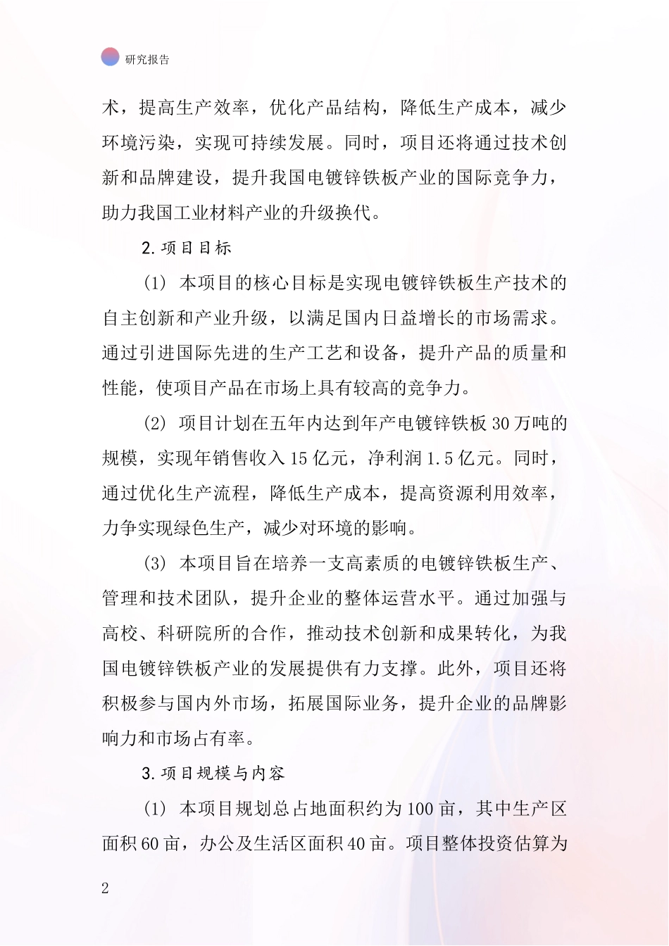 中国电镀锌铁板项目投资可行性研究报告_第2页