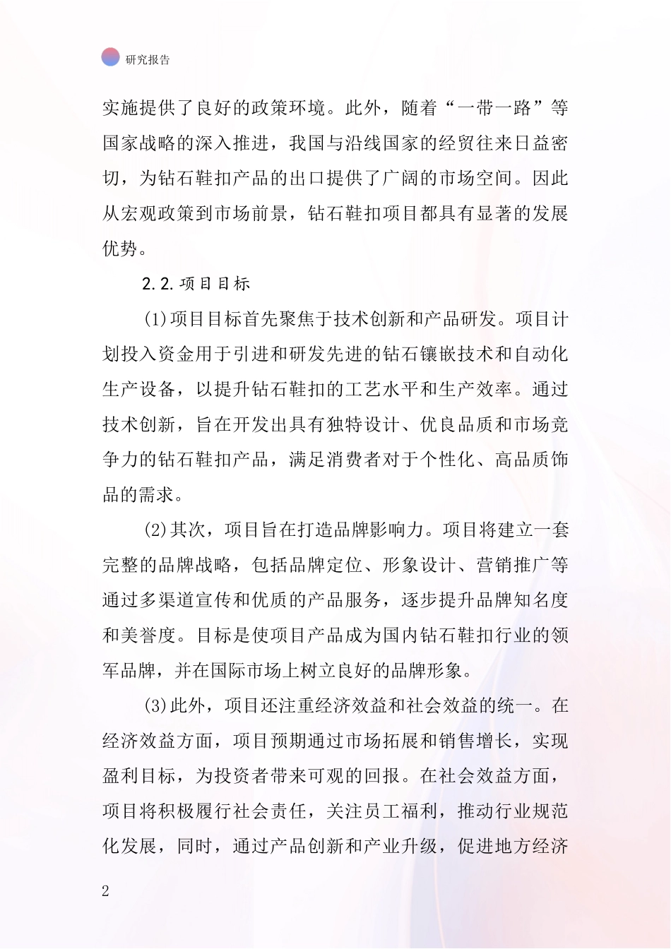 中国钻石鞋扣项目投资可行性研究报告_第2页