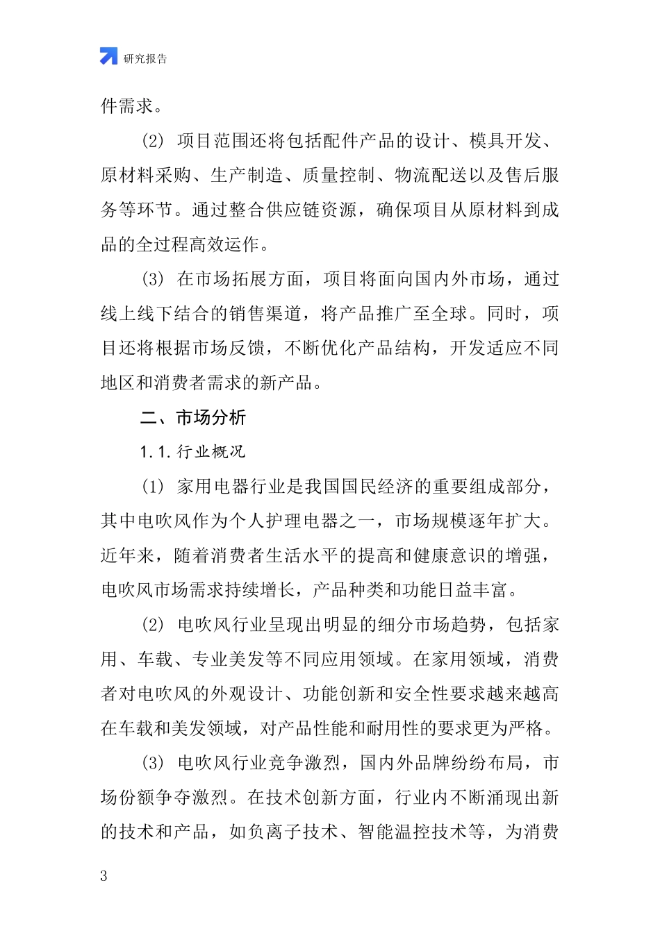 中国电吹风配件项目投资可行性研究报告_第3页