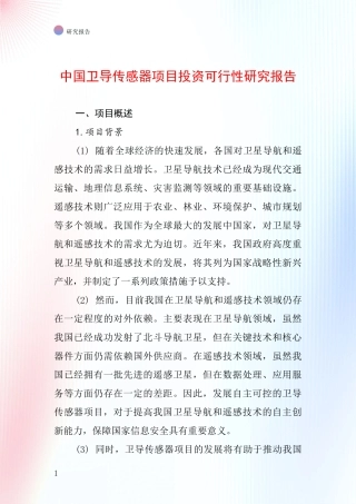 中国卫导传感器项目投资可行性研究报告