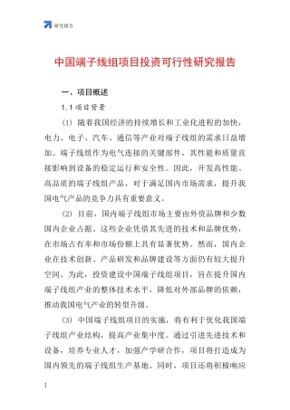 中国端子线组项目投资可行性研究报告