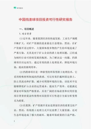 中国挡渣球项目投资可行性研究报告