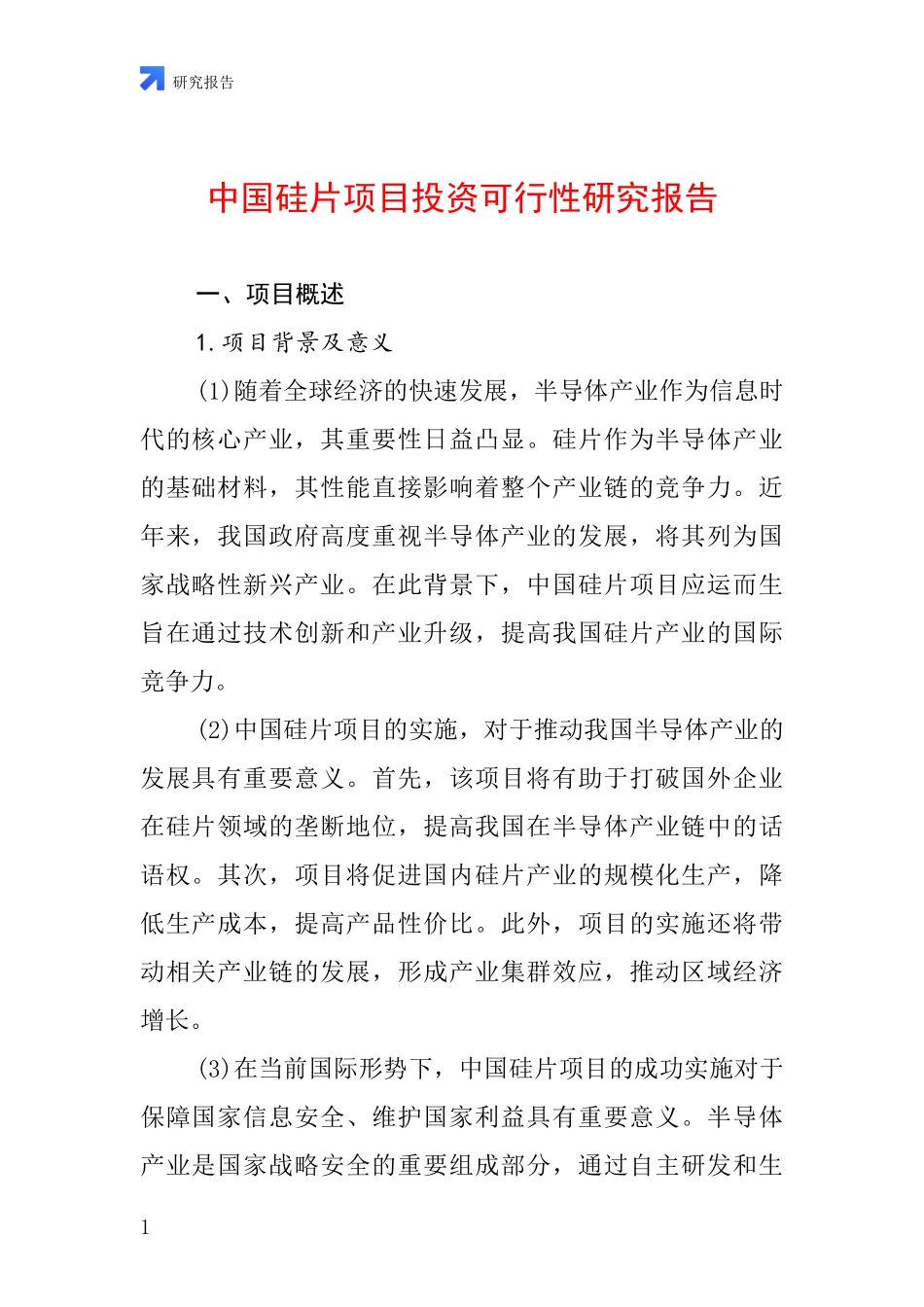 中国硅片项目投资可行性研究报告_第1页