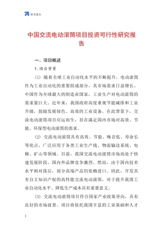 中国交流电动滚筒项目投资可行性研究报告