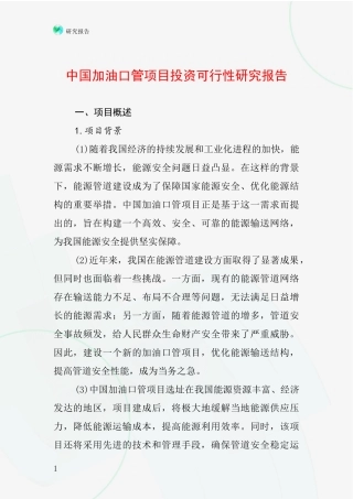 中国加油口管项目投资可行性研究报告