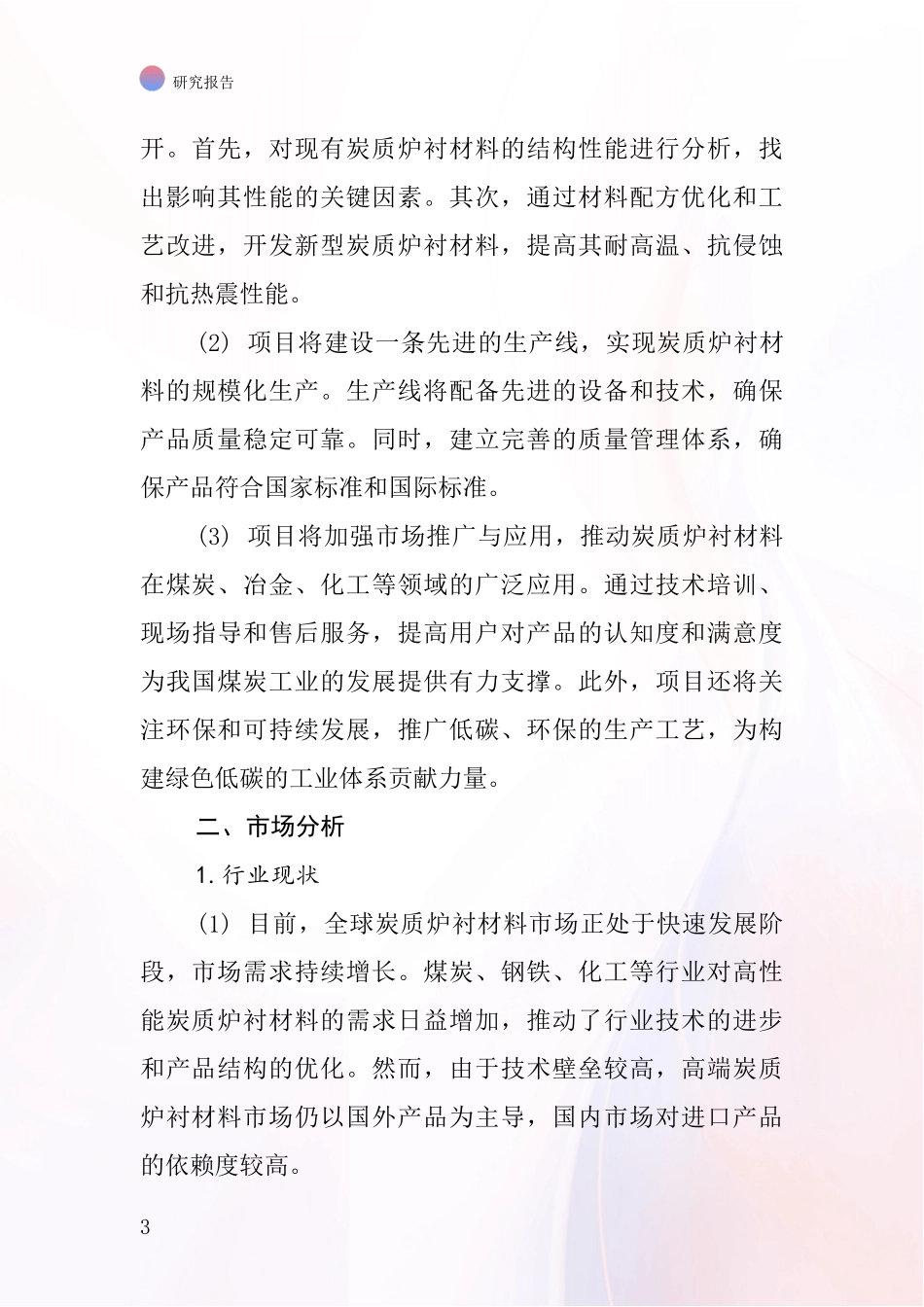 中国炭质炉衬材料项目投资可行性研究报告_第3页