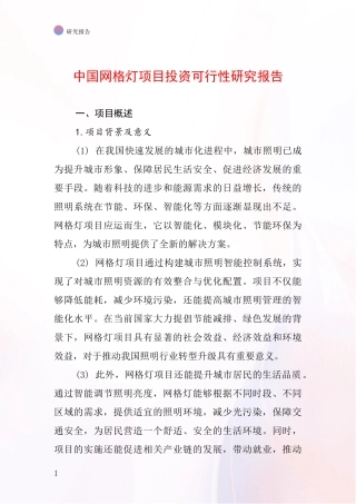 中国网格灯项目投资可行性研究报告