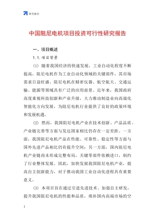 中国阻尼电机项目投资可行性研究报告