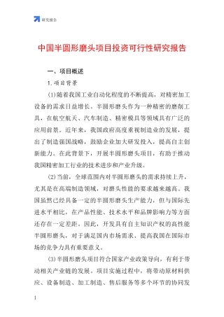 中国半圆形磨头项目投资可行性研究报告