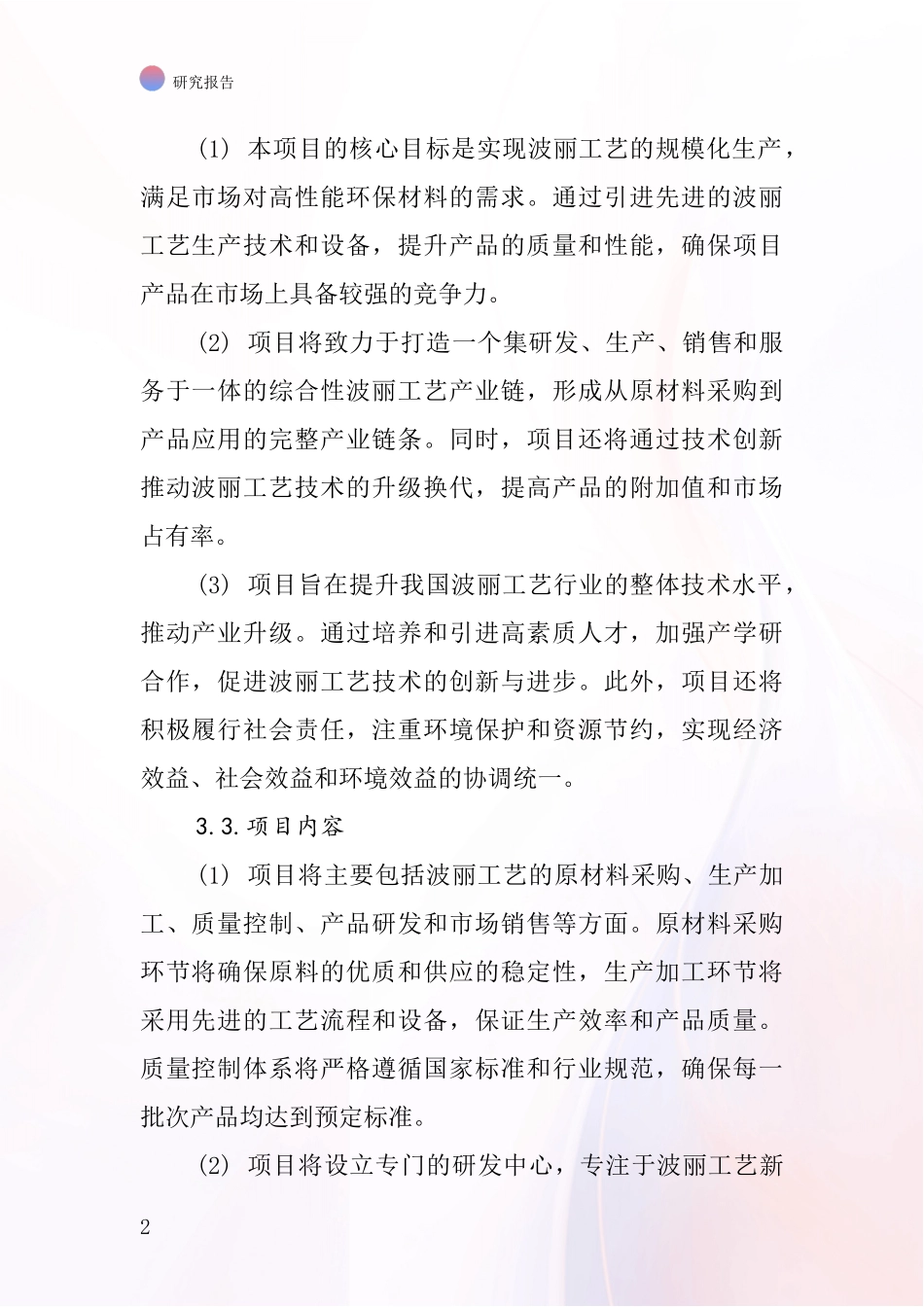 中国波丽工艺项目投资可行性研究报告_第2页