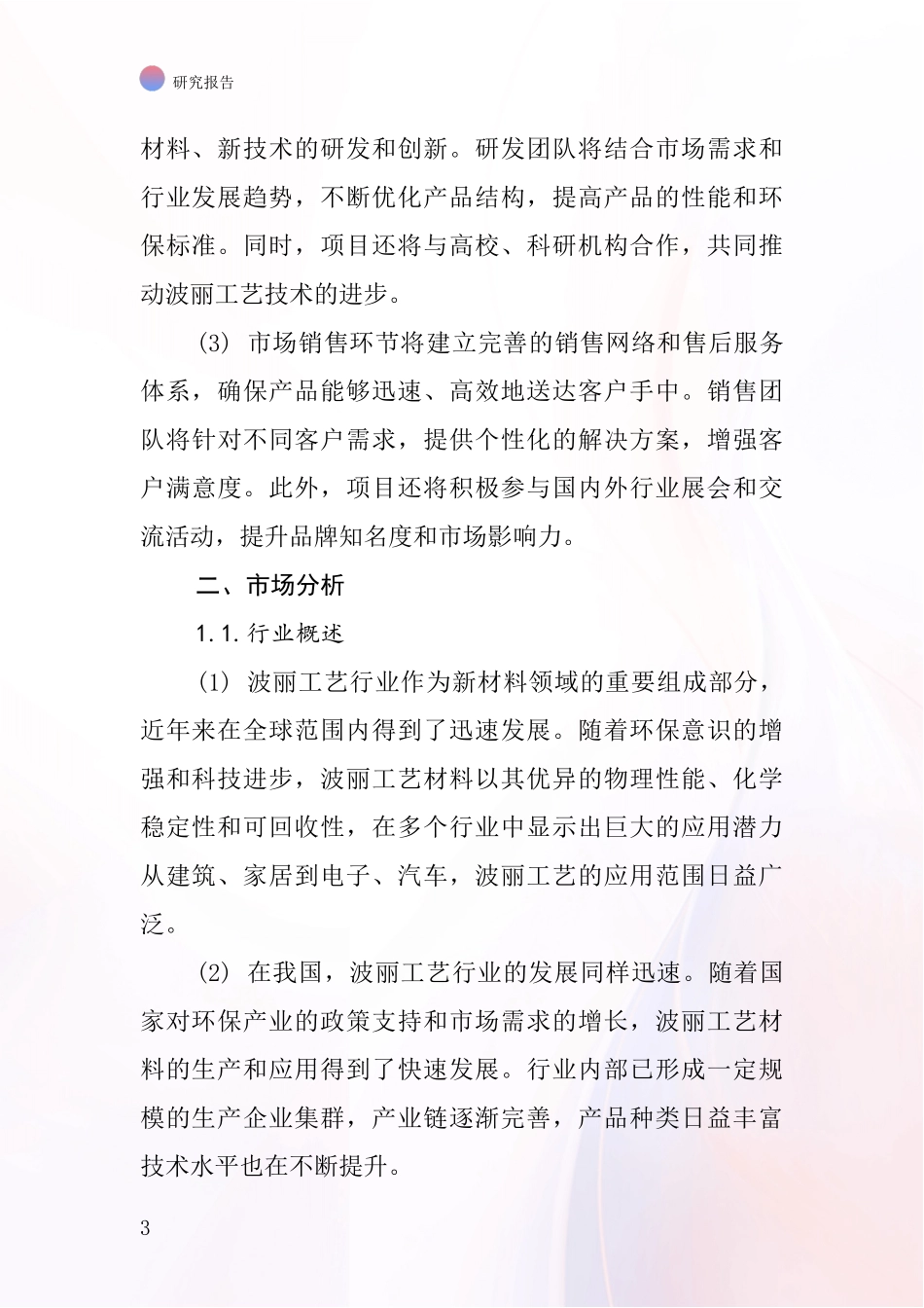 中国波丽工艺项目投资可行性研究报告_第3页