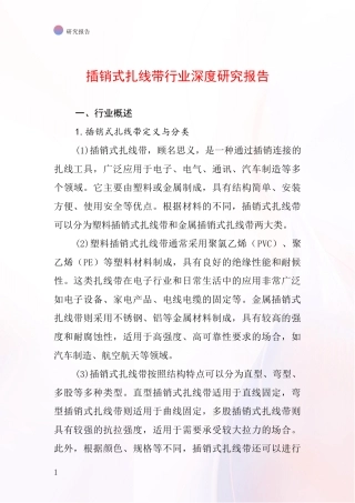 插销式扎线带行业深度研究报告