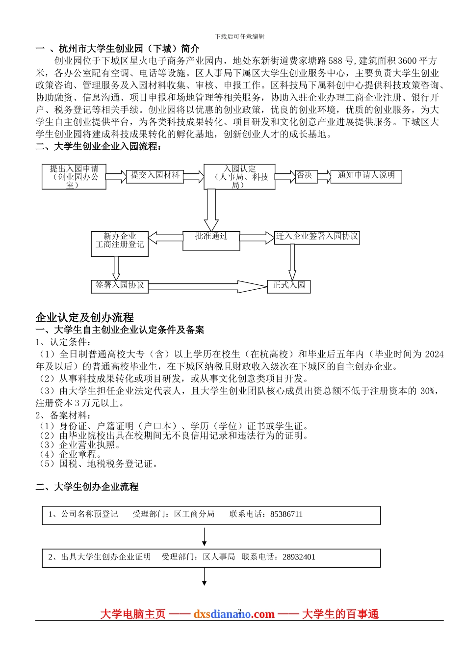 杭州市下城区大学生创业就业办事指南_第2页
