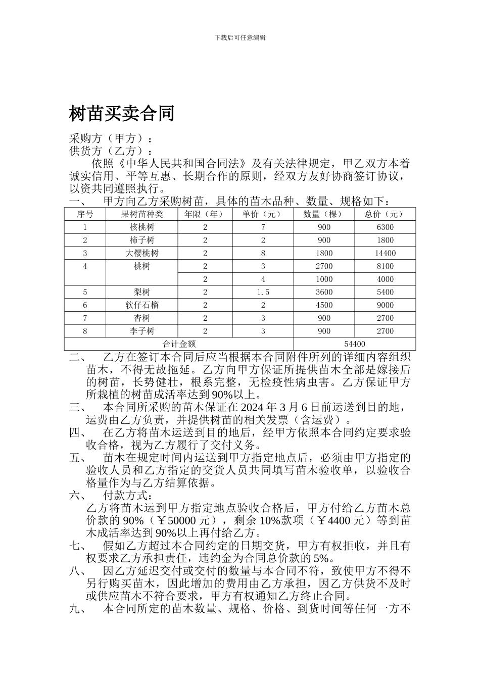 树苗买卖合同_第1页