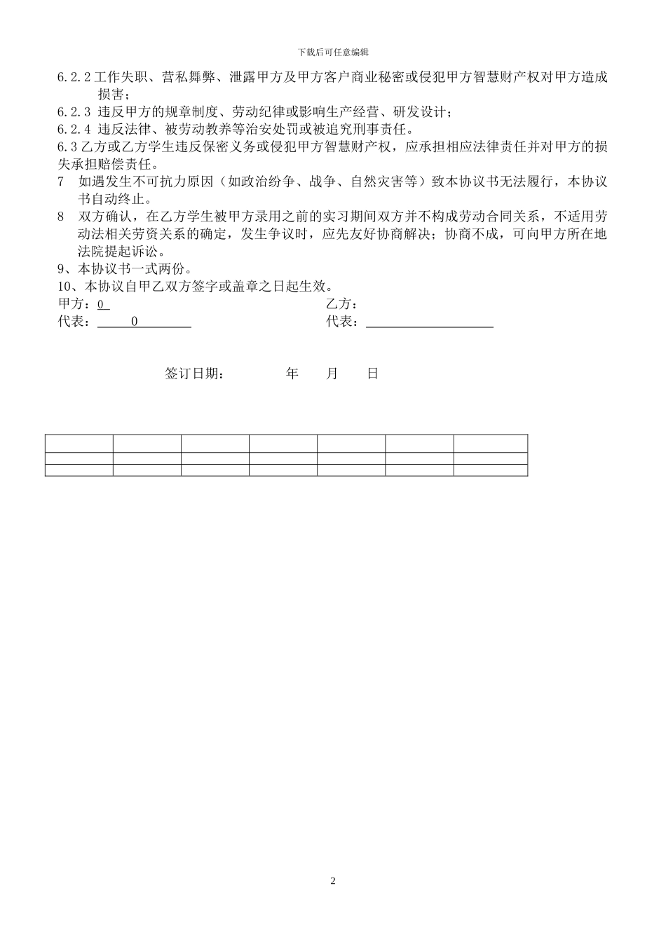 校企合作实习协议书--与学校签订_第2页