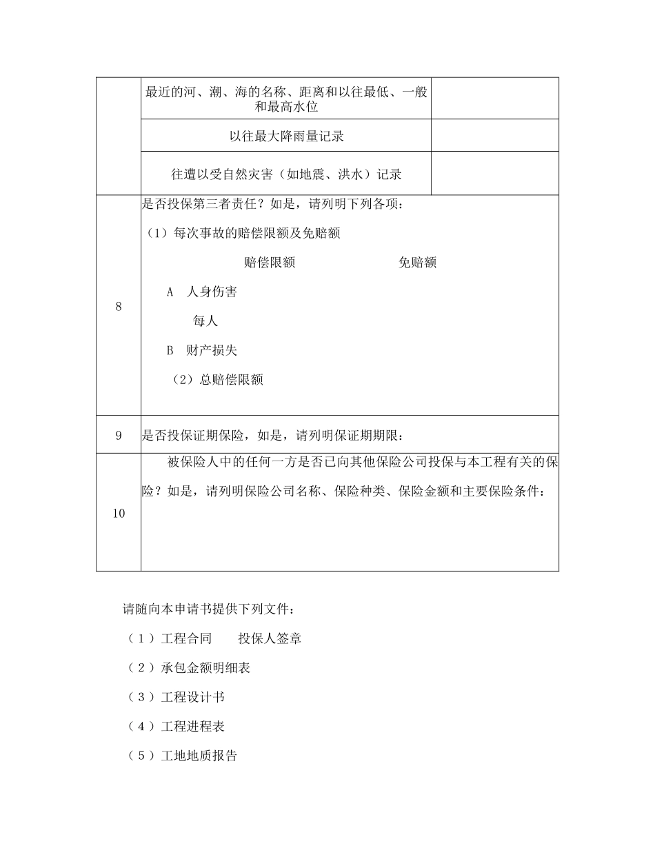 投保申请书（安装工程）_第3页