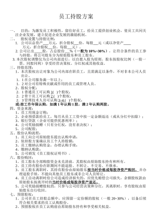 员工持股方案1