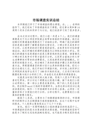 市场调查实训总结
