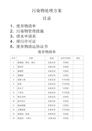 项目部污染物处理方案