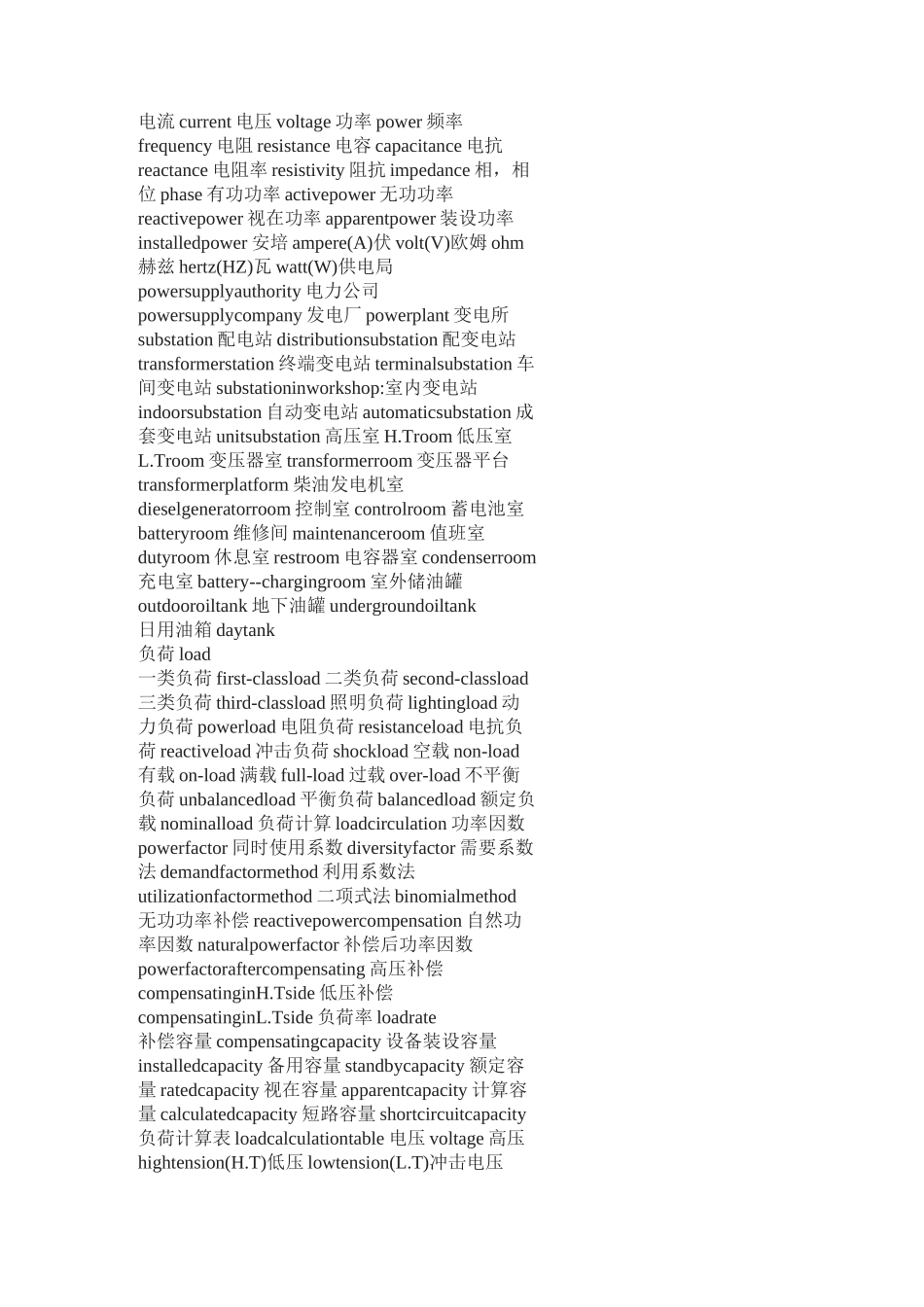 电力专业英文词汇_第1页