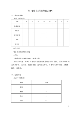 鞋用除臭杀菌剂配方9例