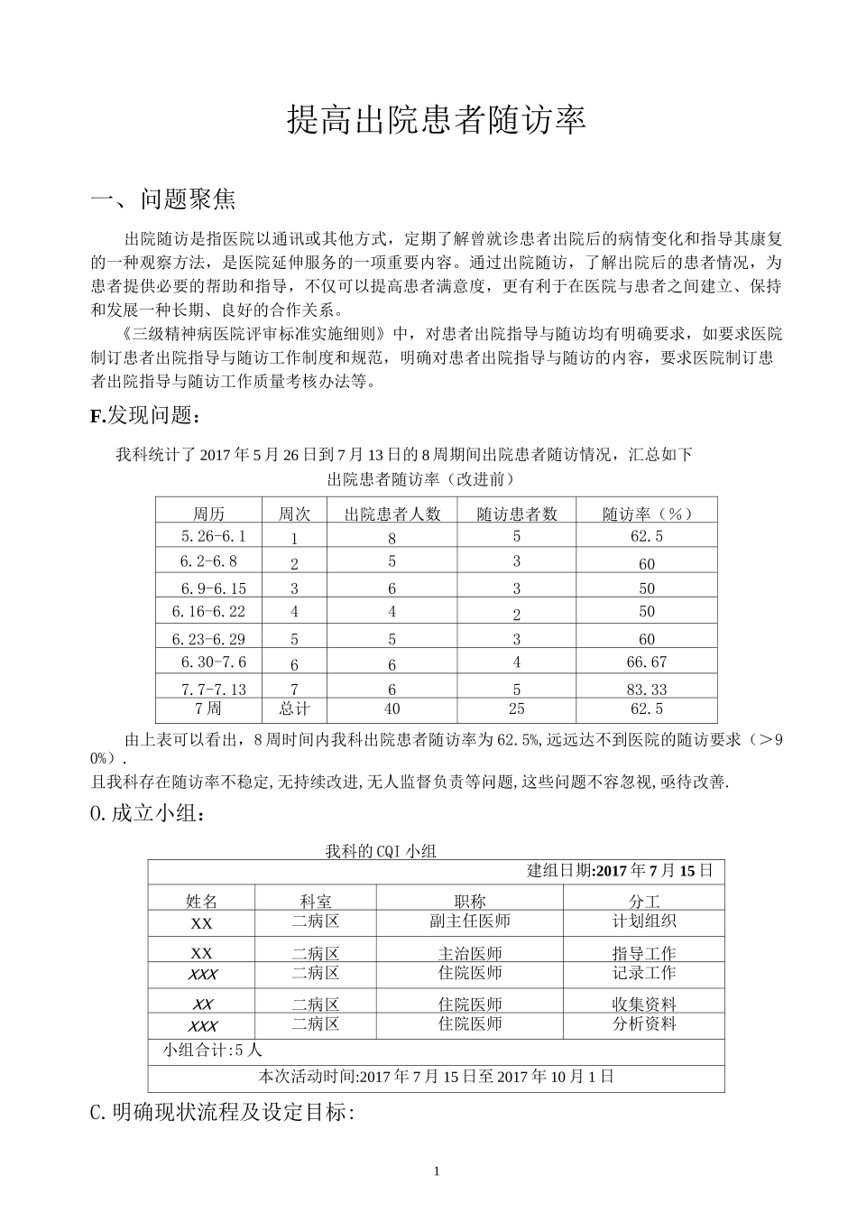 提高出院患者随访PDCA_第1页