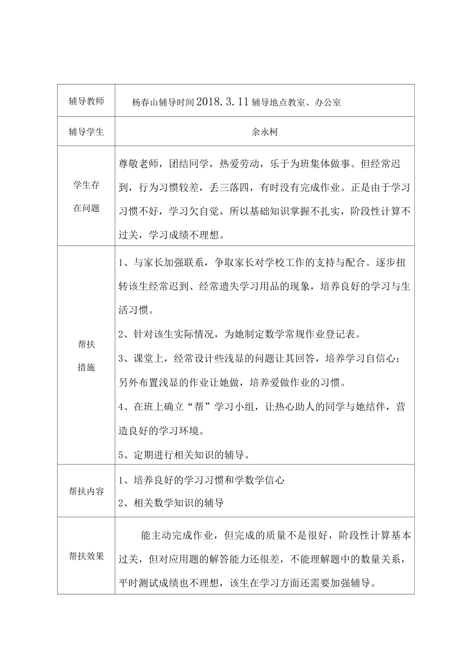 一(2)学困生帮扶记录表_第2页