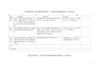 优质护理服务自查表单