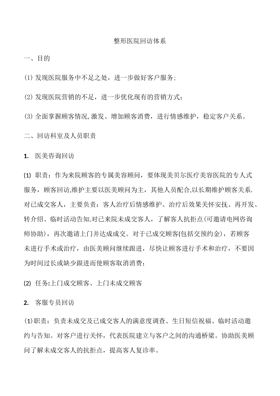 整形美容医院客户回访体系_第1页