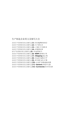 生产制造企业英文及缩写大全--资料