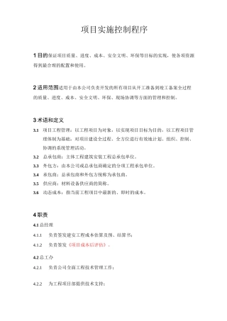 项目实施控制程序