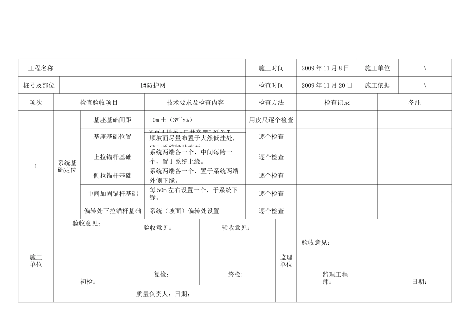 被动防护网安装验收记录_第1页